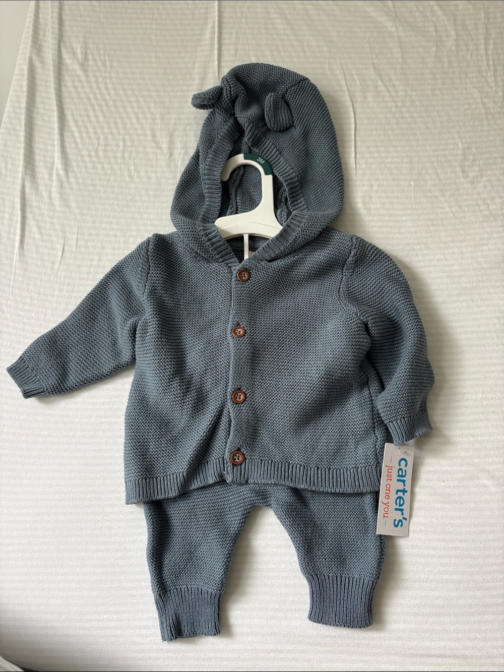 Carter's Slate Blue Knit Hoodie and Pants Set